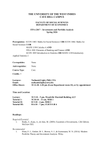 FINA 2017 Investments and Portfolio Analysis Syllabus