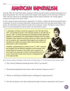 American Imperialism: Hawaii Annexation Primary Source Analysis