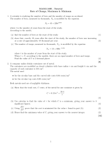 MAM1110H Tutorial: Rate of Change, Maximum & Minimum