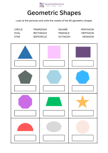 2D Geometric Shapes Worksheet for Kids