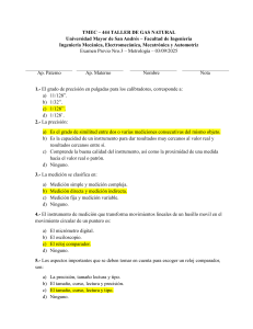 Examen Previo Nro.3 de Metrolog&iacute;a para Taller de Gas Natural