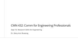 CMN 432: Research Skills for Engineering Professionals