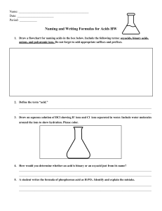 Acid Naming & Formulas Homework Worksheet