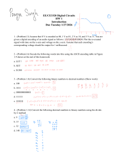 EE/CE3320 Digital Circuits HW 1 Introduction