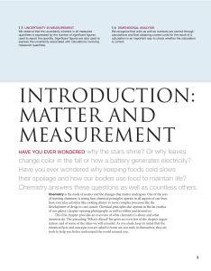 Introduction to Matter and Measurement in Chemistry