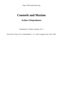 Counsels and Maxims by Arthur Schopenhauer - Philosophical Essays