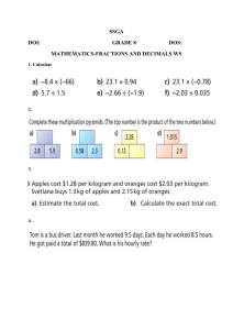 Grade 8 Math Worksheet: Fractions and Decimals
