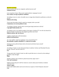 Political Media Review Quiz: TV, Satire, Advertising