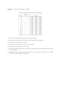 Factorial Design Problem Set with Table 1