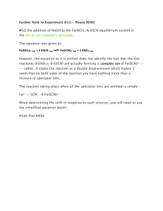 Le Chatelier's Principle Lab Note: Fe(SCN)2+ Complex Ion Correction