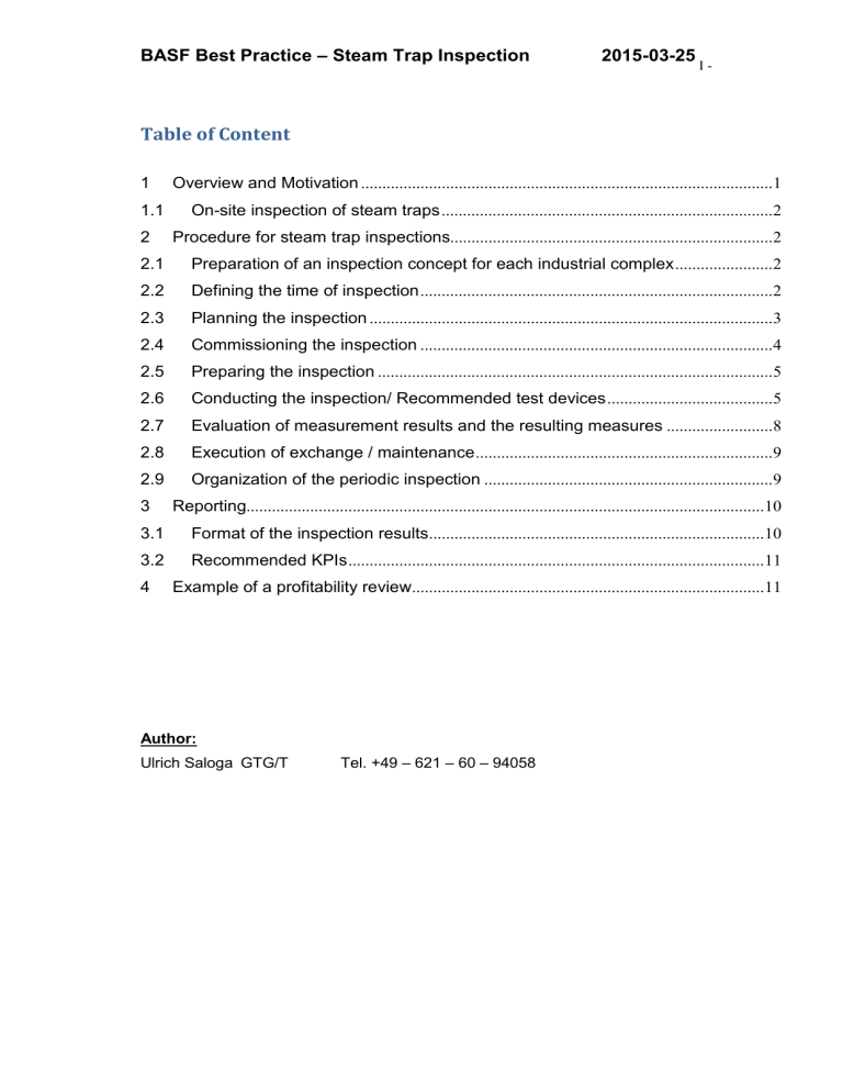 BASF Steam Trap Inspection Best Practice Guide