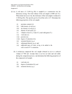 Soil Mechanics and Geology Assignment 1
