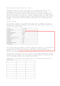 Winter Weather School Closures England 2009