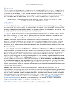 Share What You Know Project: Law Course Assignment
