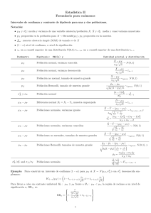 Estad&iacute;stica II: Formulario de Ex&aacute;menes