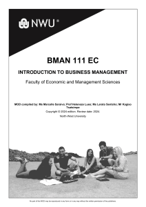 BMAN 111 EC: Introduction to Business Management Module Guide
