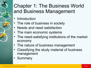 Chapter 1: The Business World and Business Management