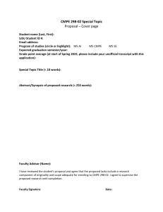 CMPE 298-02 Special Topic Proposal Template