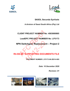 NPN Switchgear Replacement Project 2 R4-SS-06 Supporting Documents