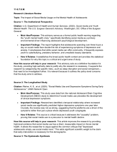 Social Media Impact on Adolescent Mental Health: Literature Review