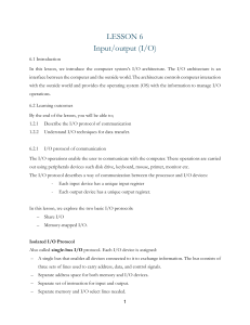 Lesson 6: Computer I/O Architecture